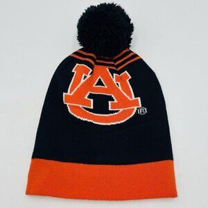 Auburn Tigers Beanie Toboggan Skull Cap Orange Blue Pom Pom Embroidered